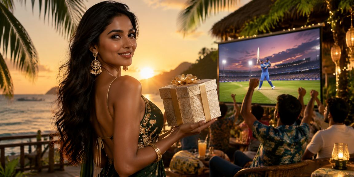 সেন্ট মার্টিন দ্বীপের সমুদ্র সৈকতে ক্রিকেট বেটিং উপভোগ করছেন একজন খেলোয়াড়